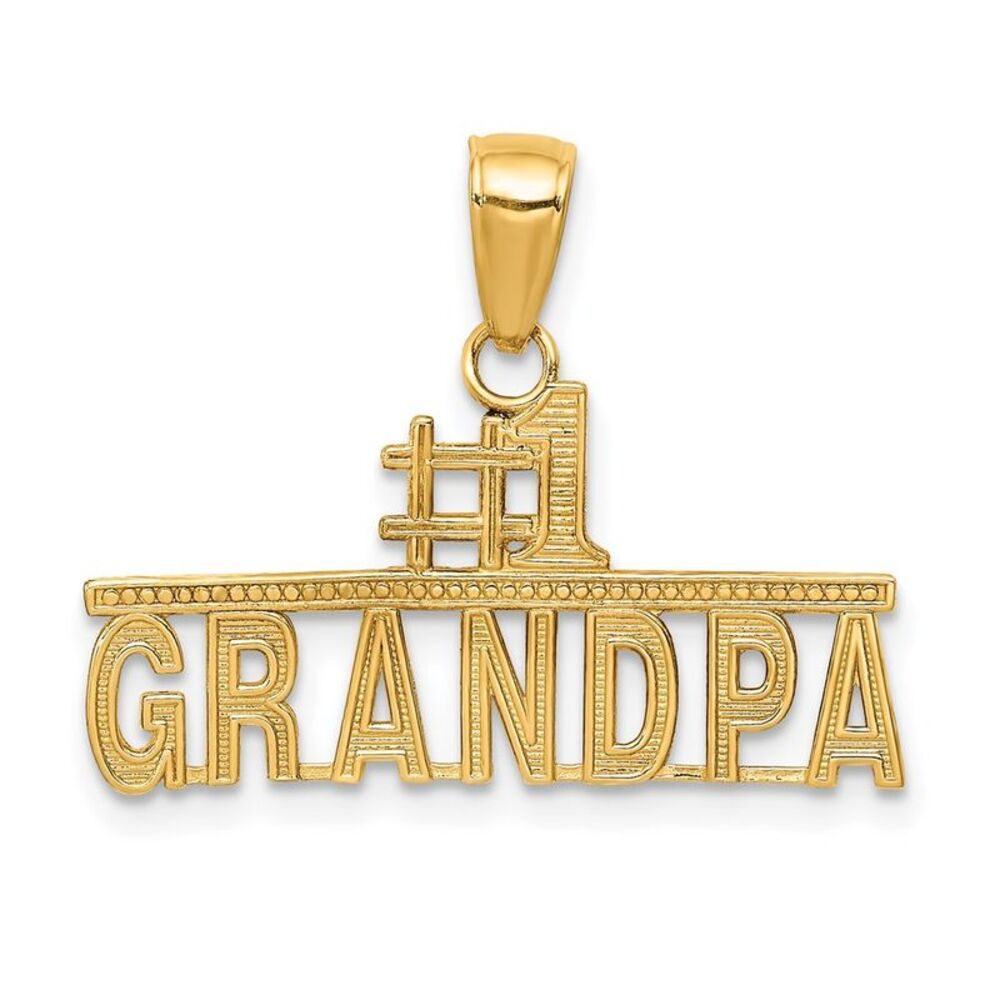 14k Yellow Gold #1 Grandpa Pendant, 24mm